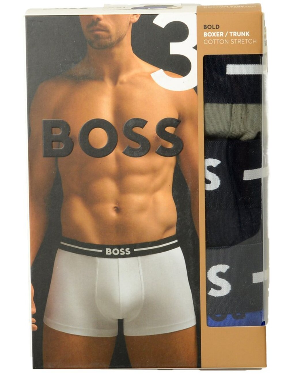Hugo Boss Men's Bold Design Logo Strap 3Pack Boxer Trunk Underwear US 2XL IT 56